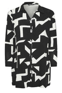 Büyük Beden Uzun Kollu Soyut Desenli Uzun Gömlek 304106