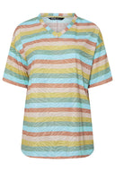 Büyük Beden V Yaka Çizgili Zebra Desenli T-shirt 303953