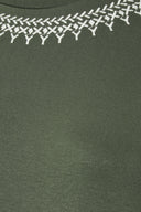 Büyük Beden Bisiklet Yaka Kısa Kollu Omuz Detaylı Etnik Nakışlı T-shirt 304228