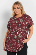 Büyük Beden Kısa Kollu Bisiklet Yaka Baskılı T-shirt 303841