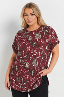 Büyük Beden Kısa Kollu Bisiklet Yaka Baskılı T-shirt 303841