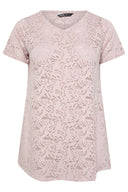 Büyük Beden V Yaka Kolsuz Astarsız Dantel T-shirt 304090