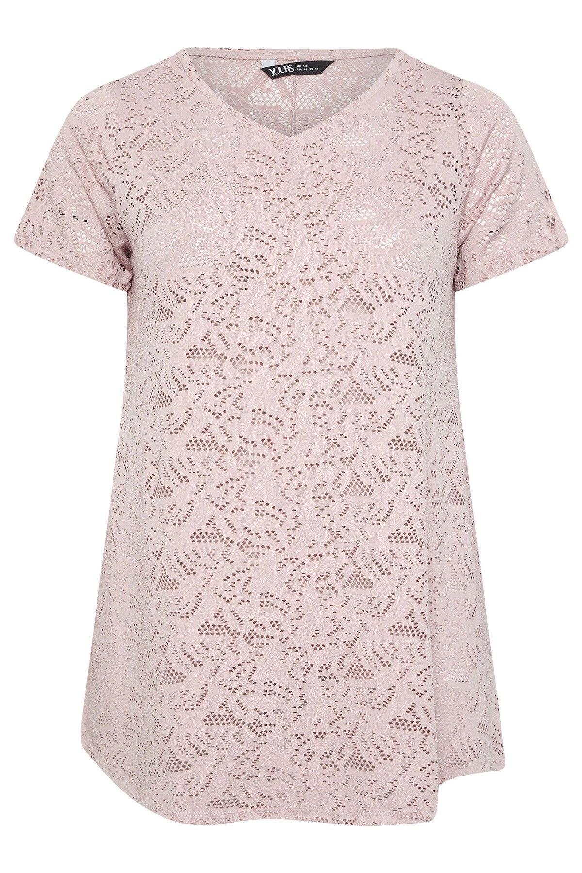 Büyük Beden V Yaka Kolsuz Astarsız Dantel T-shirt 304090