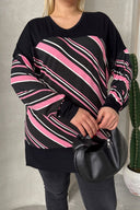 Büyük Beden V Yaka Uzun Kollu Bileği Lastikli Yırtmaçlı Bluz 303086