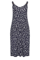 Büyük Beden Askılı Yırtmaç Detaylı Desenli Midi Boy Elbise 150329