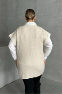 Büyük Beden V Yaka Kısa Kollu Triko Süveter 302137