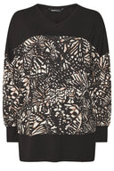 Büyük Beden V Yaka Uzun Kollu Bileği Lastikli Yırtmaçlı Bluz 303724