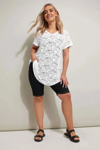 Büyük Beden V Yaka Kolsuz Astarsız Dantel T-shirt 304092