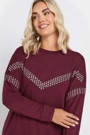 Büyük Beden Bisiklet Yaka Uzun Kollu Pul İşlemeli Bluz 322184