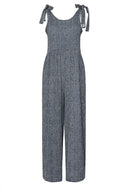 Büyük Beden Bol Paça Askıları Bağlamalı Kare Desenli Maxi Tulum 160362