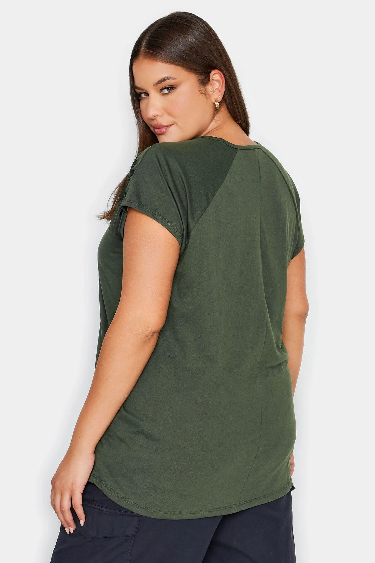 Büyük Beden Kol Detaylı Kuru Kafa Baskılı Bisiklet Yaka T-shirt 321124
