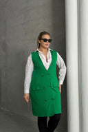 Büyük Beden Sıfır Kol Önü Düğmeli Cep Görünümlü Hırka 300860