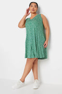 Büyük Beden V Yaka Sıfır Kol Desenli Kısa Elbise 303194