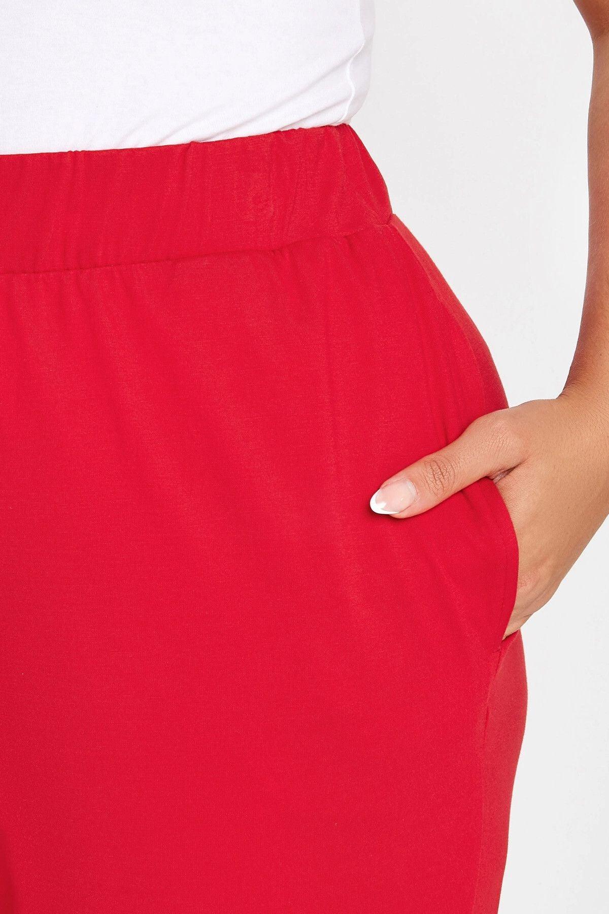 Büyük Beden Paçası ve Beli Lastik Detaylı Cepli Jogger Pantolon 303211