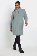 Büyük Beden Uzun Kollu Kapüşonlu Yumuşak Dokulu Sweatshirt Elbise 303590