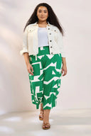 Büyük Beden Yüksek Bel Lastikli Cepli Bol Paça Kapri Pantolon 304118