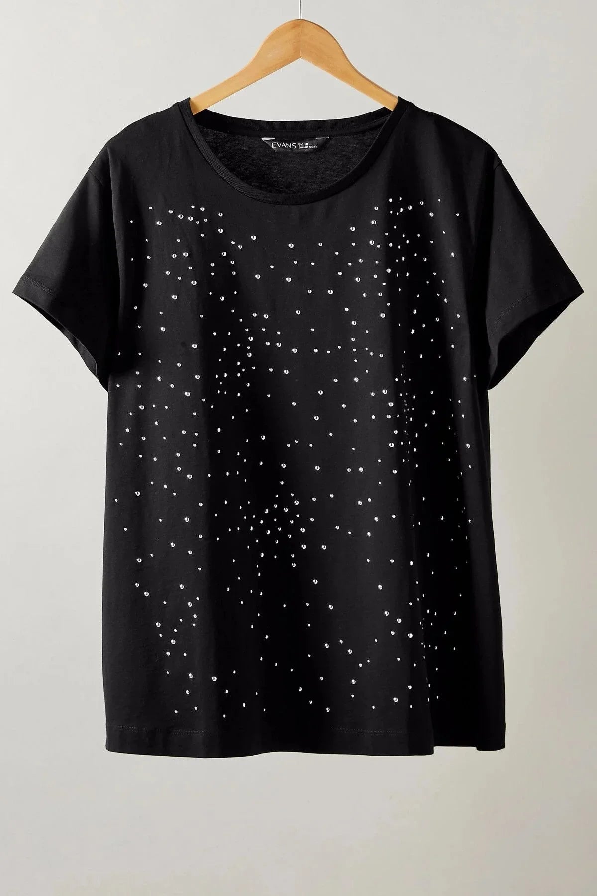 Büyük Beden Bisiklet Yaka Kısa Kollu Taş Yapıştırma Basic T-shirt 615350