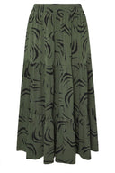 Büyük Beden Bürümcük Kumaş Çiçek Desenli Beli Lastikli Etek 304236