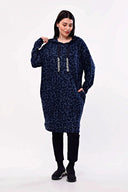 Büyük Beden Leopar Desenli Kapüşonlu Cepli Tunik 301804