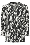 Büyük Beden V Yaka Uzun Kollu Düğmeli Desenli Esnek Gömlek 322166