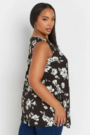 Büyük Beden Sıfır Kol V Yaka Desenli Likralı Bluz 303422