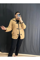 Büyük Beden Önü Kapamalı Cepli Uzun Kollu Peluş Mont 301817