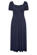 Büyük Beden Göğüs Dekolteki V Yaka Beli Lastikli Maxi Elbise 302970