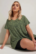 Büyük Beden V Yaka Kolsuz Astarsız Dantel T-shirt 304091