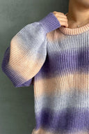 Büyük Beden Uzun Kollu Bisiklet Yaka Renk Bloklu Triko Kazak DG-06