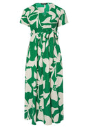 Büyük Beden V Yaka Çiçek Desenli Bürümcük Kumaş Elbise 304074