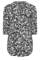 Büyük Beden Yarım Kollu Önü Düğmeli Çiçek Desenli Gömlek 322267