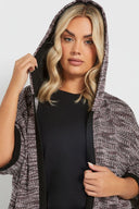 Büyük Beden Yumuşak Dokulu Yarım Kollu Cepli Kapüşonlu Hırka 301796