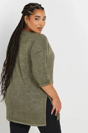 Büyük Beden Yarım Kollu Bisiklet Yaka Taş İşlemeli T-Shirt 173260