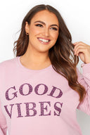 Büyük Beden Yazı Baskılı Bisiklet Yaka Sweatshirt 173598