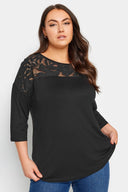 Büyük Beden Bisiklet Yaka Tül Detaylı Fakir Kol Bluz 303026