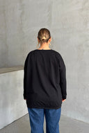 Büyük Beden Bisiklet Yaka Uzun Kollu Önü Baskılı Sweatshirt 300282