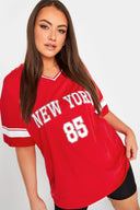 Büyük Beden Önü Baskılı V Yaka Yarım Kollu Uzun Kesim T-Shirt 321023