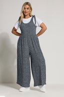 Büyük Beden Bol Paça Askıları Bağlamalı Kare Desenli Maxi Tulum 160362