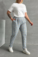 Büyük Beden Beli ve Paçası Lastikli Desenli Cepli Pantolon 303490