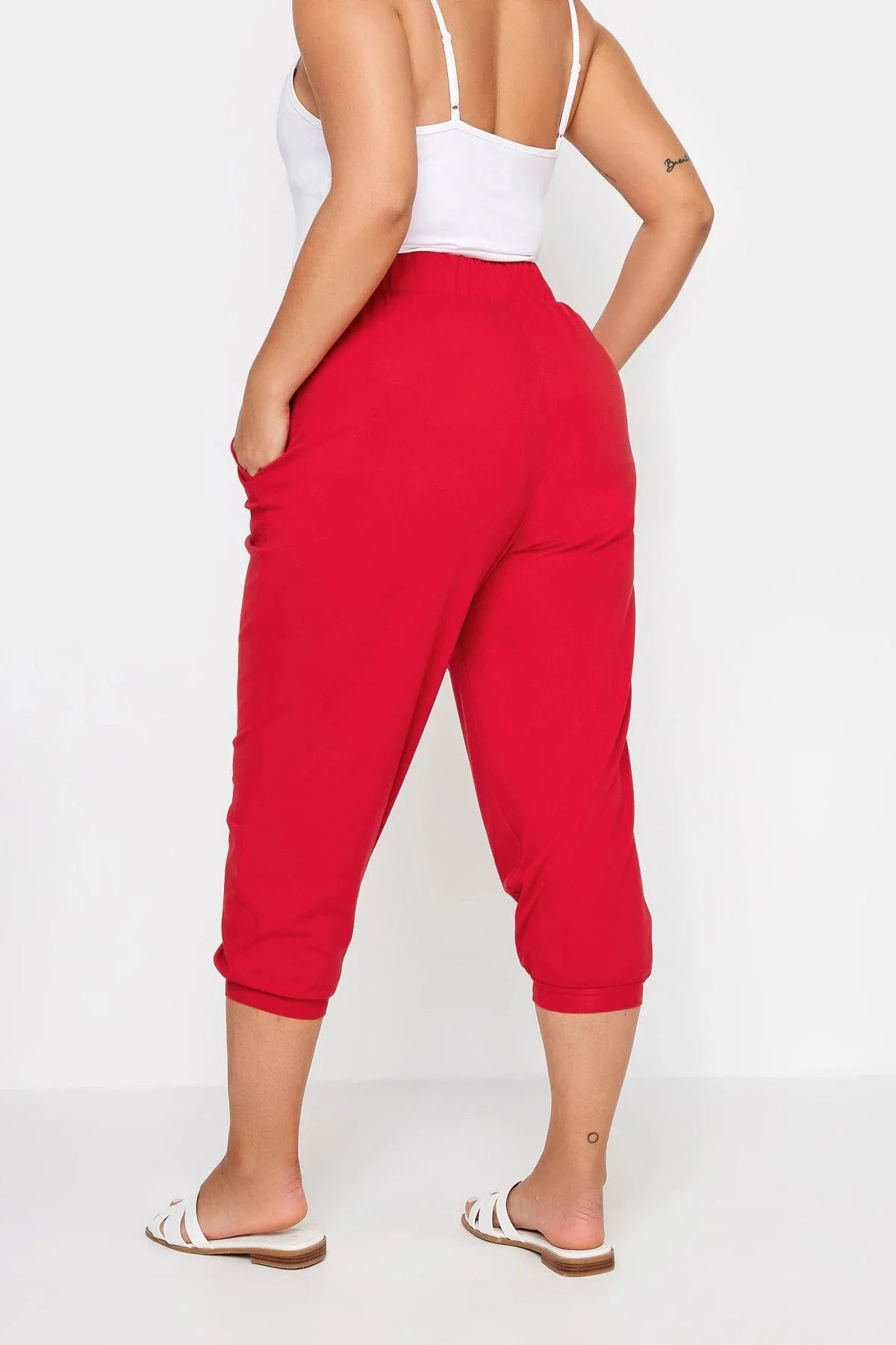 Büyük Beden Paçası ve Beli Lastik Detaylı Cepli Jogger Pantolon 303211