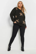 Büyük Beden Uzun Kollu Bisiklet Yaka Payet İşlemeli Sweatshirt 303833