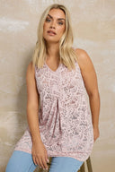 Büyük Beden V Yaka Sıfır Kol Astarsız Dantel Bluz 304103