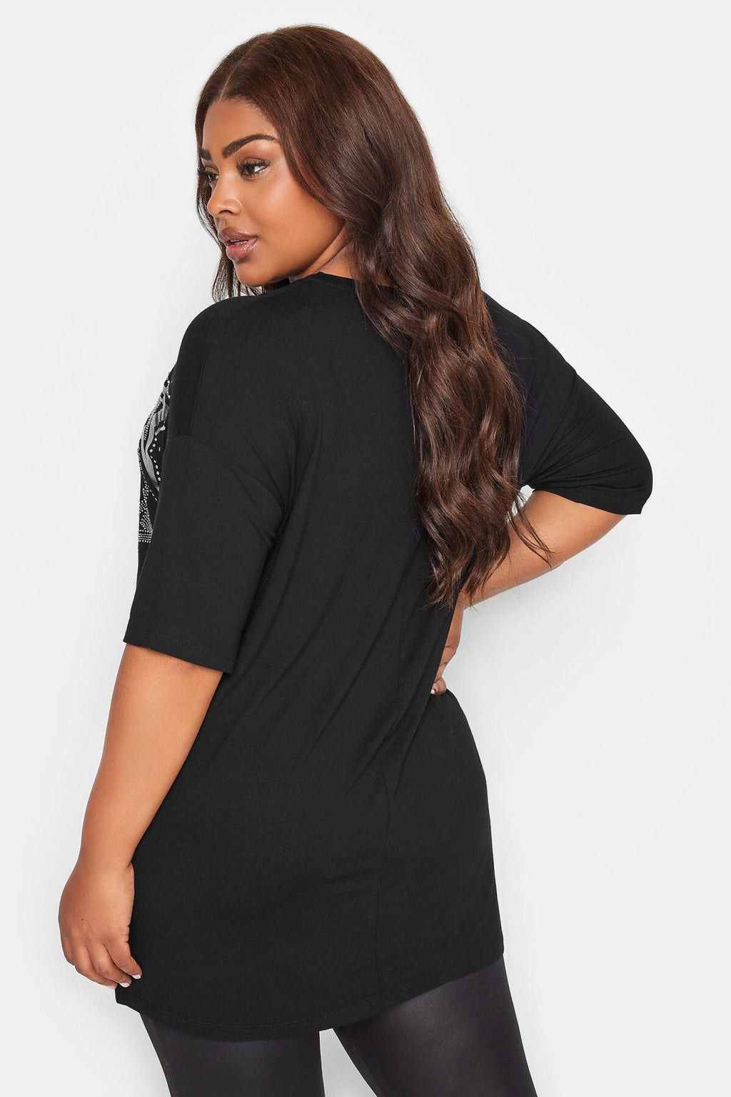 Büyük Beden Bisiklet Yaka Yarım Kollu Yıldız İşlemeli Bluz 302551