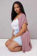 Büyük Beden Kısa Kollu Önü Kapamasız İnce Hırka 322645