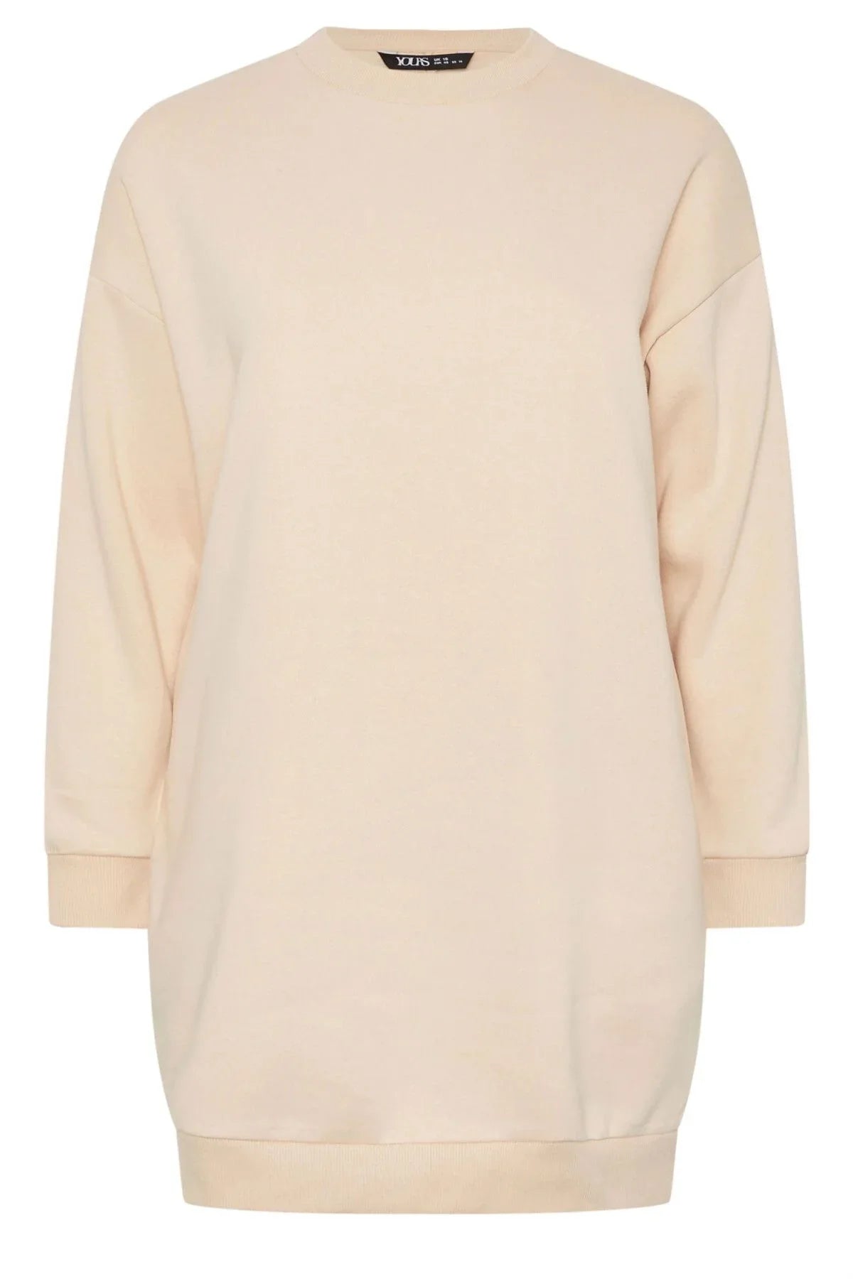 Büyük Beden Bisiklet Yaka Uzun Kollu Cepli Şardonlu Sweastshirt Elbise 304038