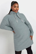 Büyük Beden Uzun Kollu Kapüşonlu Yumuşak Dokulu Sweatshirt Elbise 303590