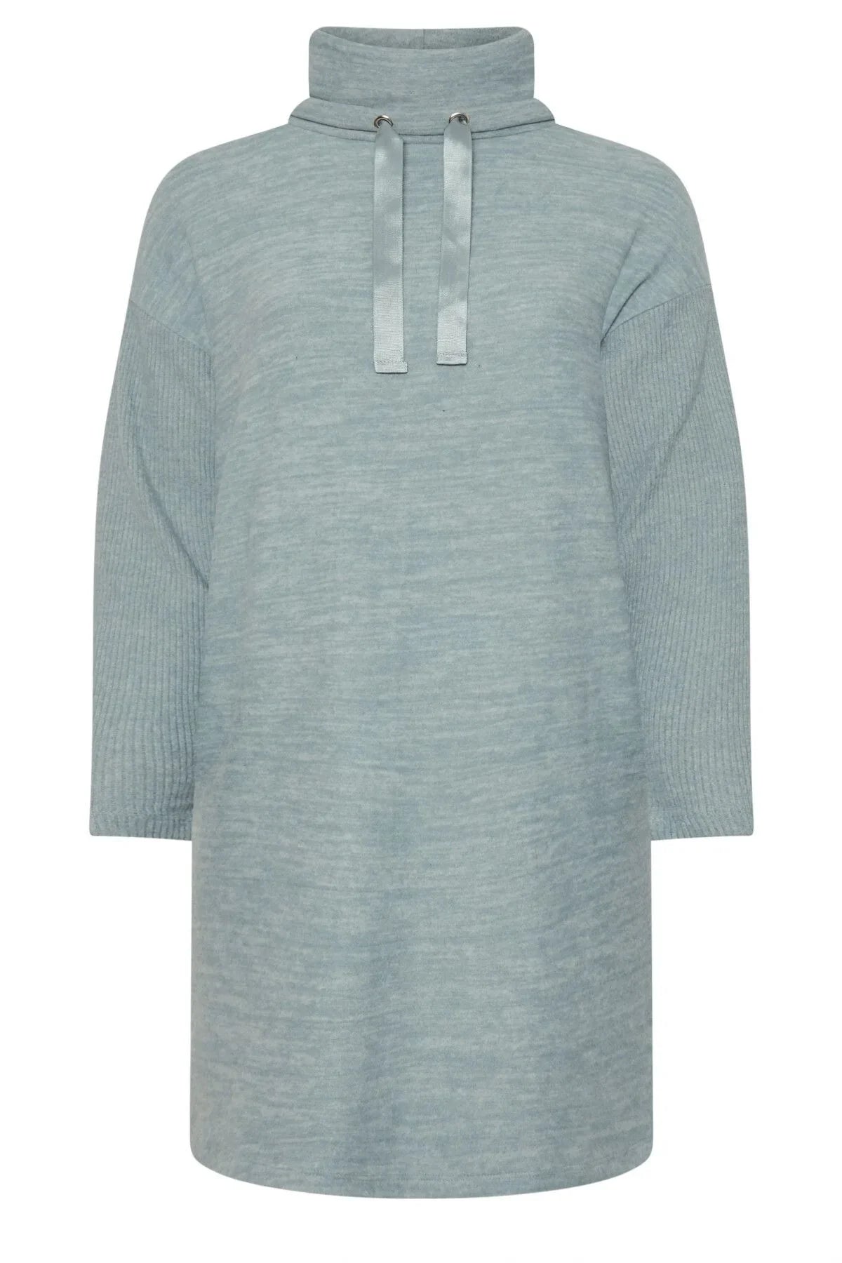 Büyük Beden Uzun Kollu Kapüşonlu Yumuşak Dokulu Sweatshirt Elbise 303590