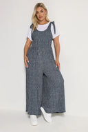 Büyük Beden Bol Paça Askıları Bağlamalı Kare Desenli Maxi Tulum 160362