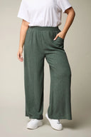 Büyük Beden Beli Lastikli Bol Paça Cepli Pantolon 304010