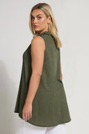 Büyük Beden V Yaka Sıfır Kol Önü Düğmeli Esnek Gömlek 322691